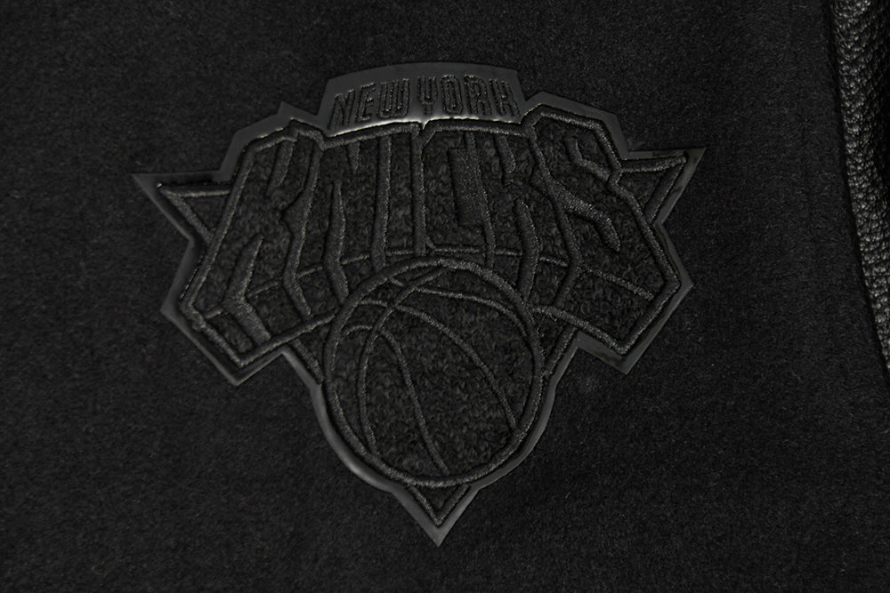 NBA NEW YORK KNICKS TRIPLE BLACK BIG BOYS WOOL VARSITY JACKET
