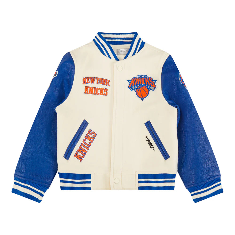NBA NEW YORK KNICKS RETRO CLASSIC LITTLE BOYS RIB WOOL VARSITY JACKET