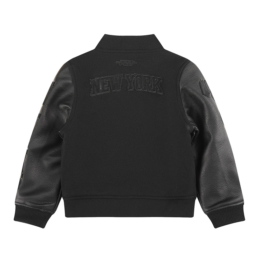NBA NEW YORK KNICKS TRIPLE BLACK TODDLER BOYS WOOL VARSITY JACKET