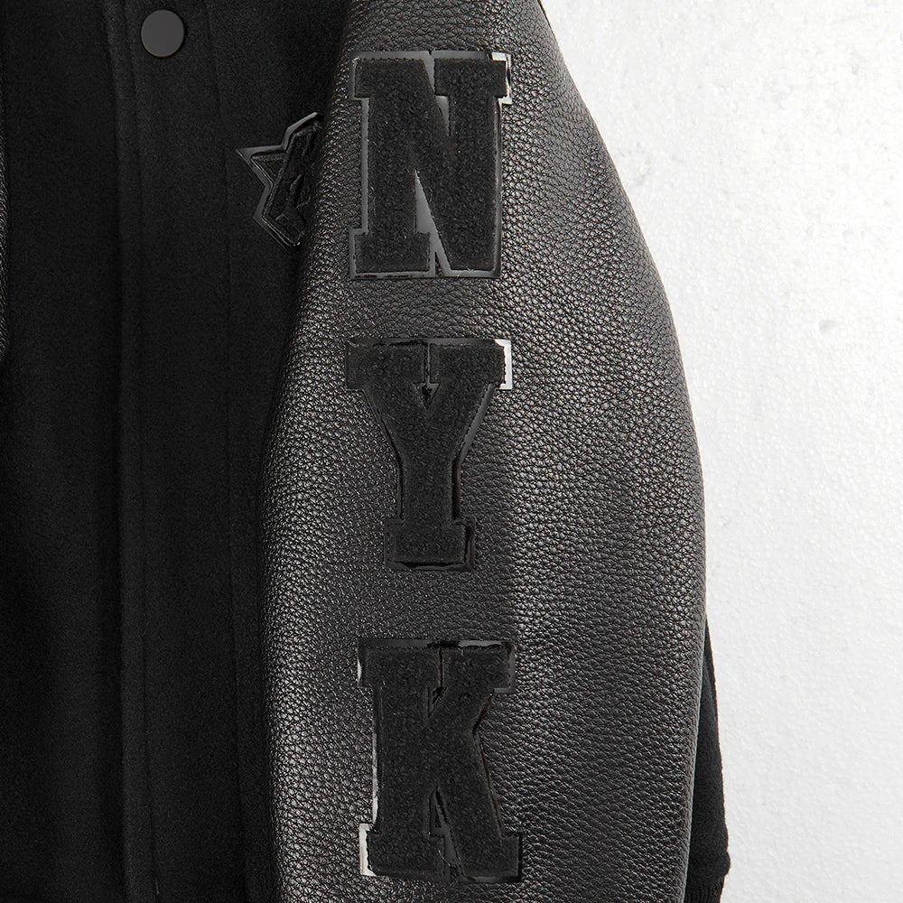 NBA NEW YORK KNICKS TRIPLE BLACK TODDLER BOYS WOOL VARSITY JACKET
