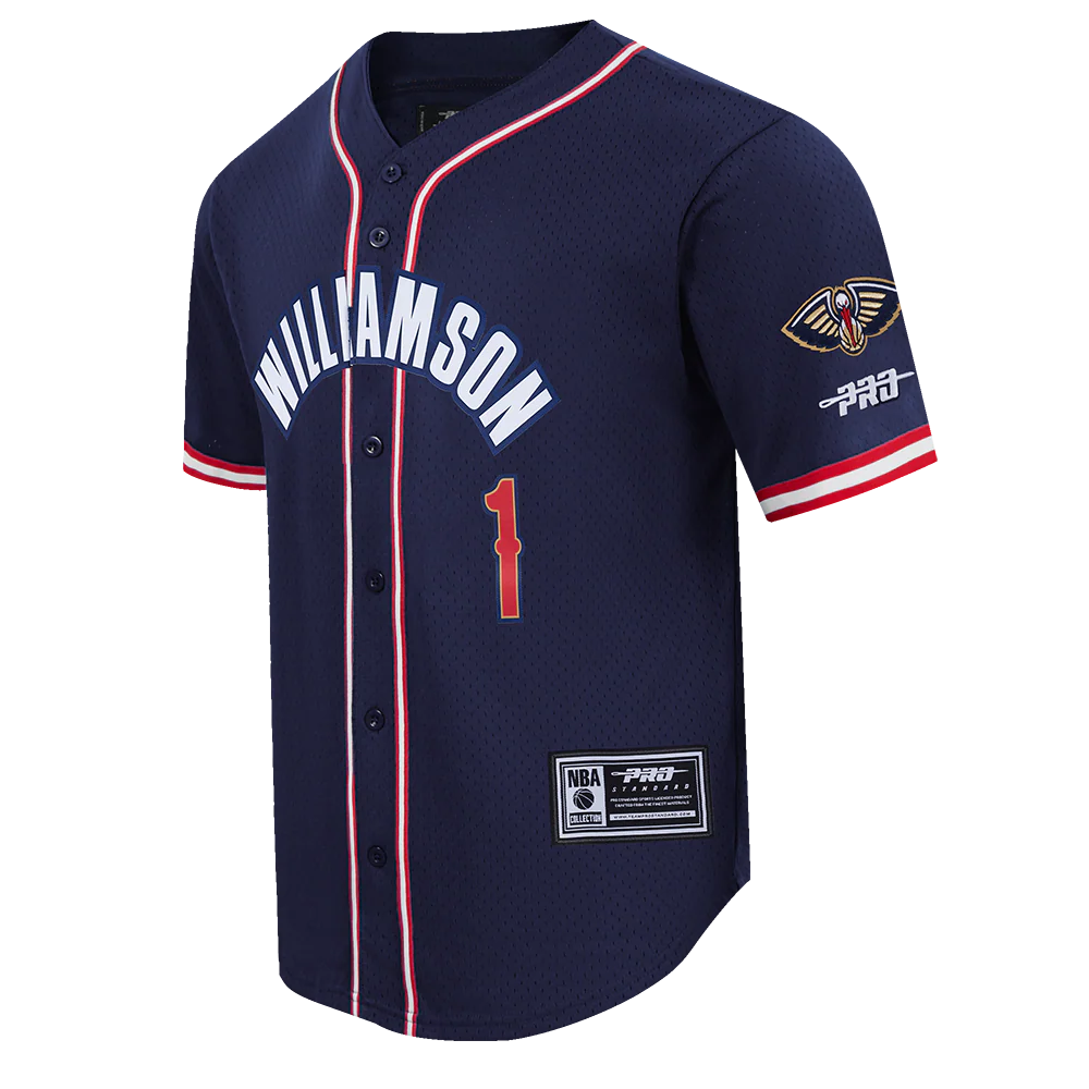 NBA NEW ORLEANS PELICANS ZION WILLIAMSON #1 CLASSIC MESH PNN MEN'S MESH BUTTON DOWN SHIRT