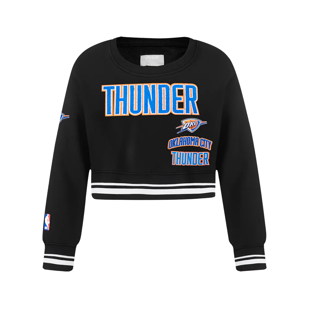 NBA OKLAHOMA CITY THUNDER RETRO CLASSIC BIG GIRLS RIB FLEECE CREWNECK