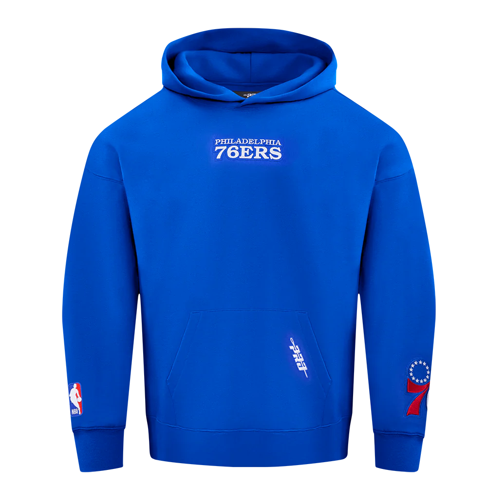 NBA PHILADELPHIA 76ERS WINGSPAN MEN'S DROP SHOULDER FLEECE PULLOVER HOODIE