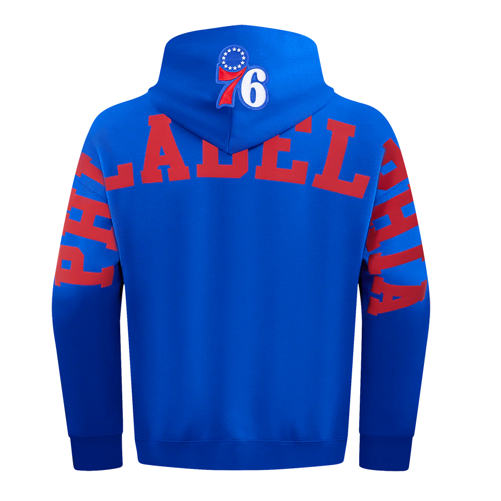 NBA PHILADELPHIA 76ERS WINGSPAN MEN'S DROP SHOULDER FLEECE PULLOVER HOODIE