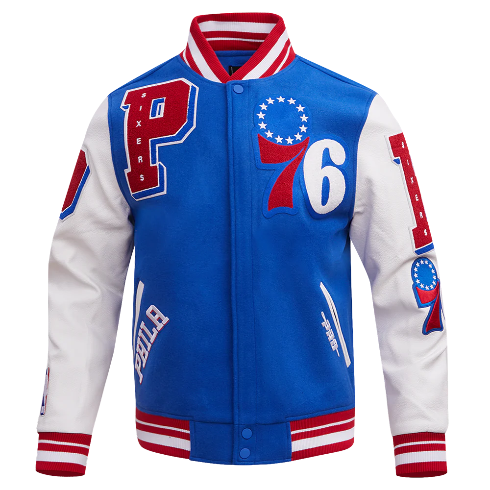 NBA PHILADELPHIA 76ERS MASHUP MEN'S RIB WOOL VARSITY JACKET
