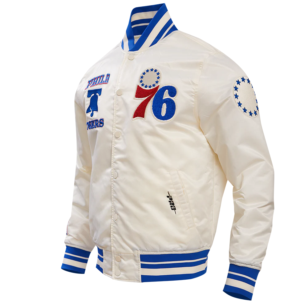 NBA PHILADELPHIA 76ERS RETRO CLASSIC MEN'S RIB SATIN JACKET