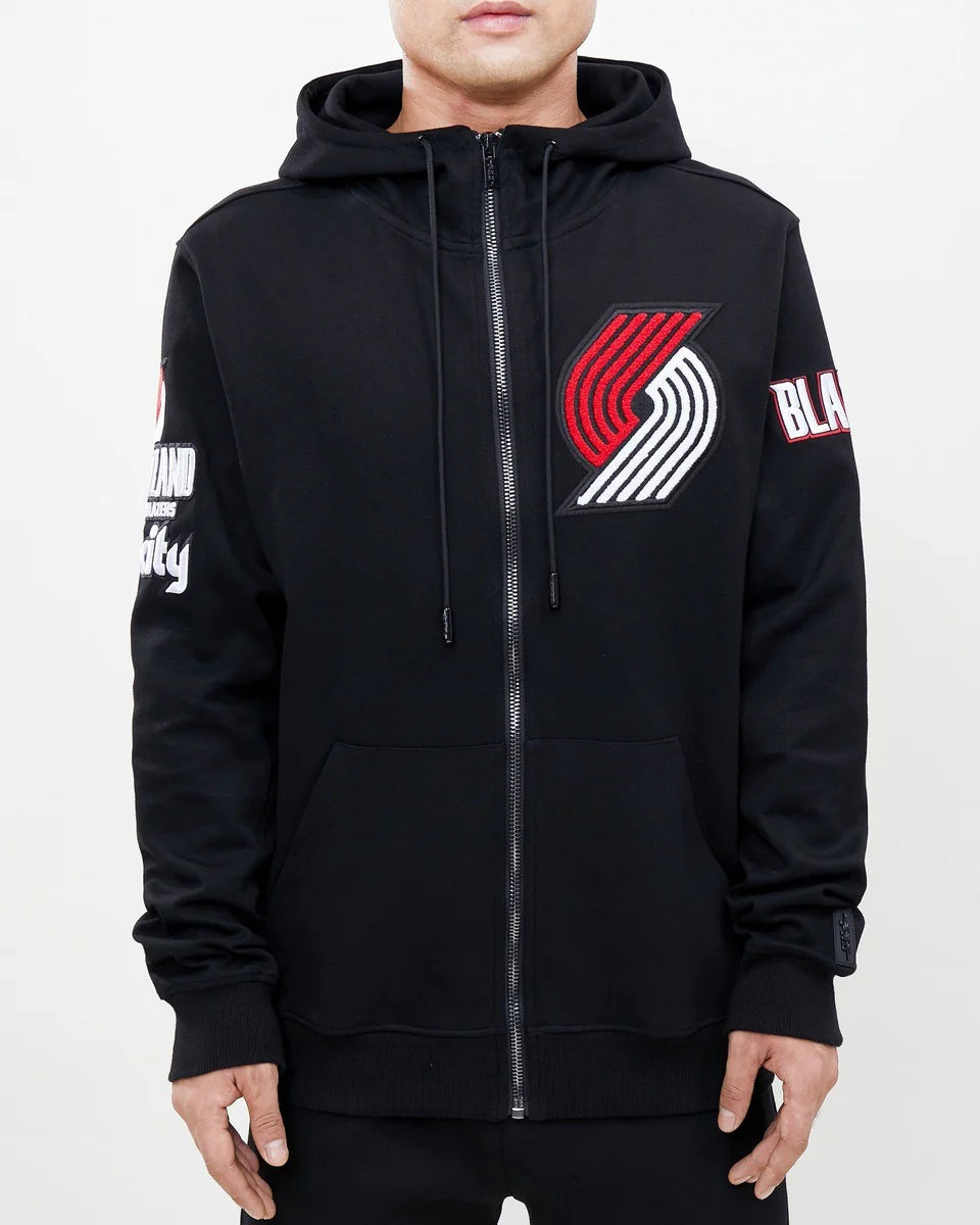 NBA PORTLAND TRAIL BLAZERS CLASSIC CHENILLE MEN'S FULL ZIP PULLOVER HOODIE