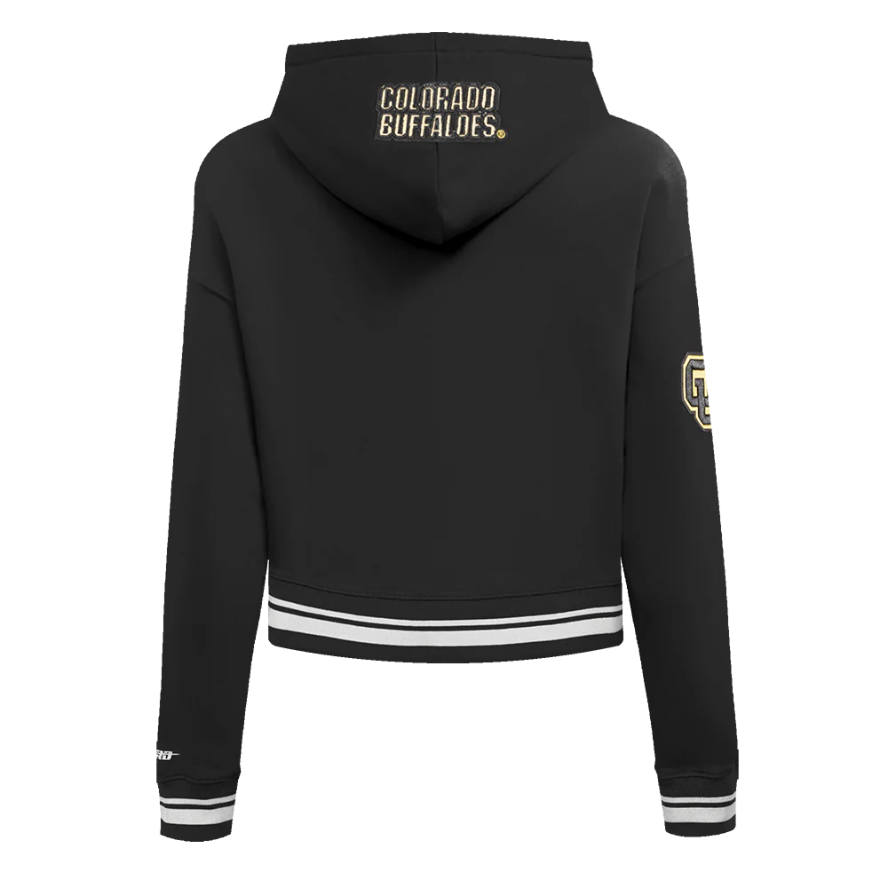 UNIVERSITY OF COLORADO CLASSIC WOMEN'S RIB FLEECE CROPPED PULLOVER HOODIE