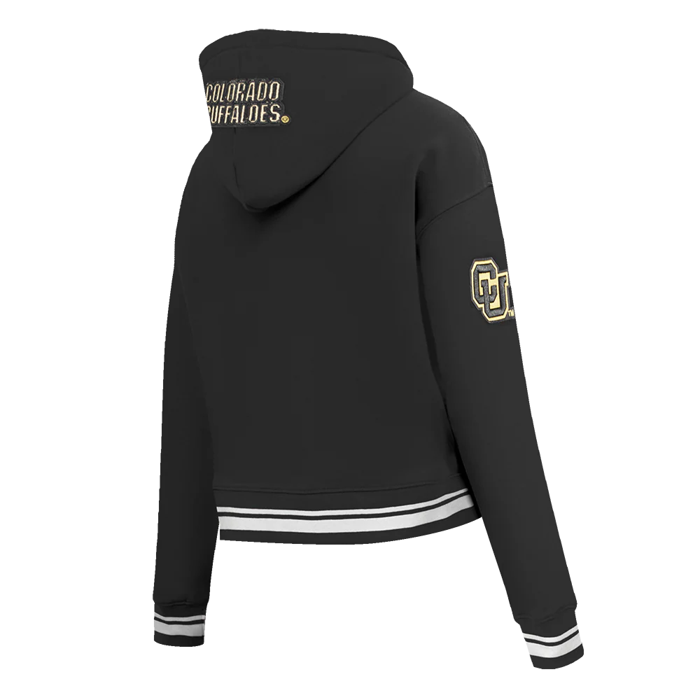UNIVERSITY OF COLORADO CLASSIC WOMEN'S RIB FLEECE CROPPED PULLOVER HOODIE
