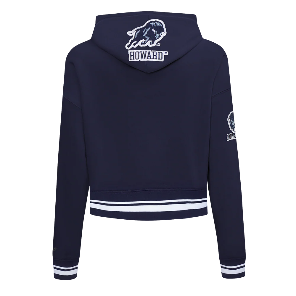 HOWARD UNIVERSITY CLASSIC WOMEN'S RIB CROPPED PULLOVER HOODIE