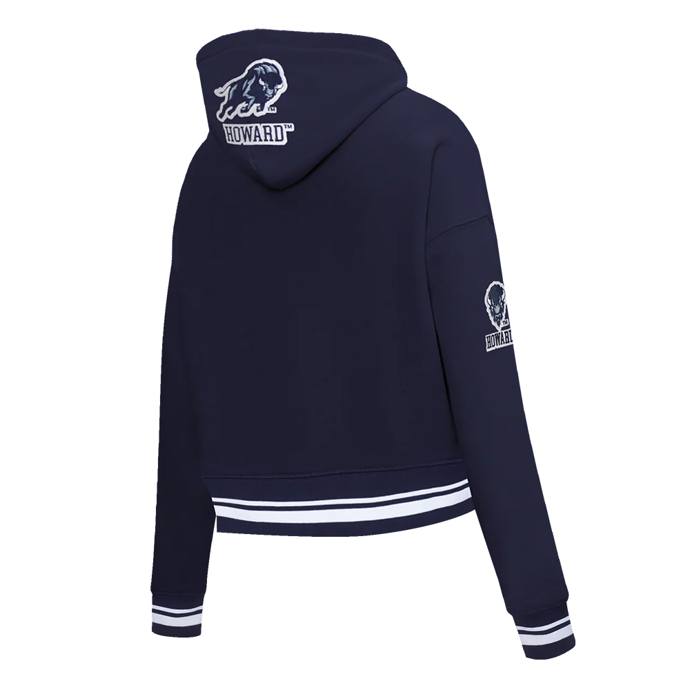 HOWARD UNIVERSITY CLASSIC WOMEN'S RIB CROPPED PULLOVER HOODIE