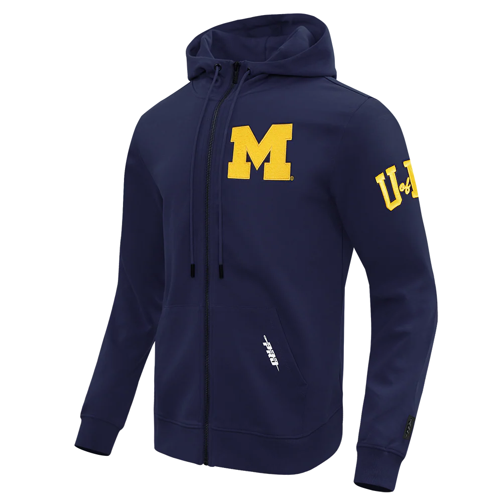 UNIVERSITY OF MICHIGAN CLASSIC MEN'S FULL ZIP PULLOVER HOODIE