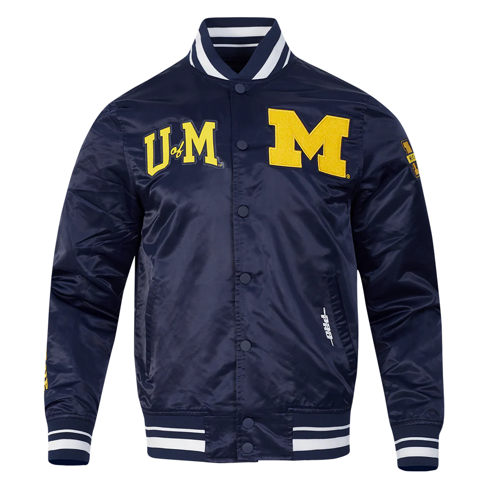 UNIVERSITY OF MICHIGAN CLASSIC MEN'S RIB SATIN JACKET