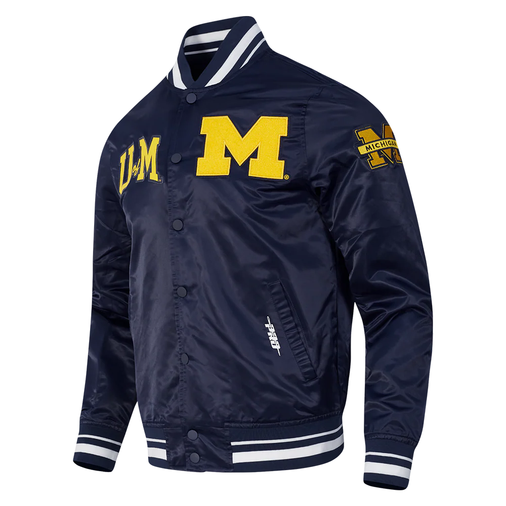 UNIVERSITY OF MICHIGAN CLASSIC MEN'S RIB SATIN JACKET