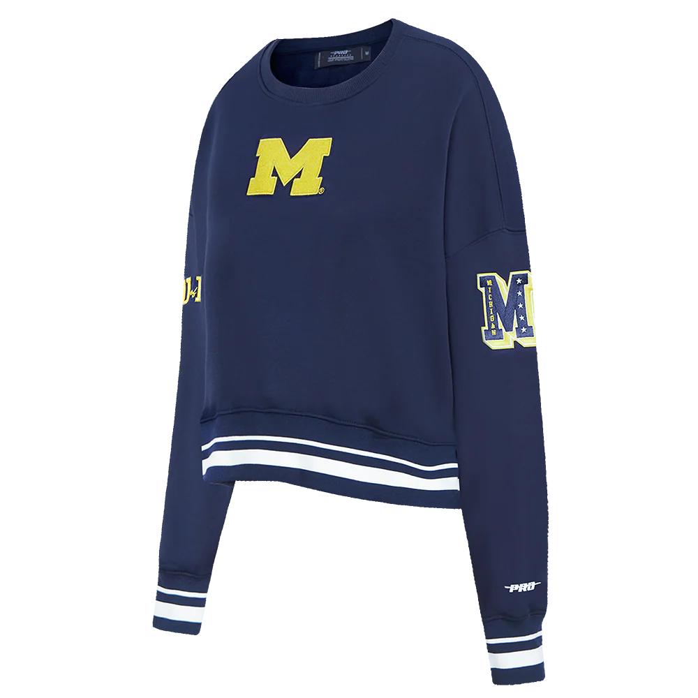 UNIVERSITY OF MICHIGAN CLASSIC WOMEN'S RIB FLEECE CREWNECK