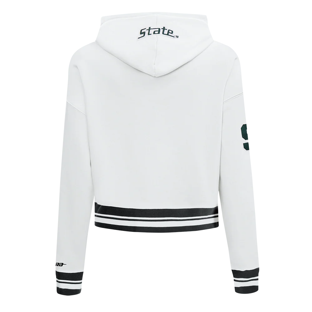 COLLEGE MICHIGAN STATE UNIVERSITY CLASSIC WOMEN'S FLC RIB CROPPED PO HOODIE