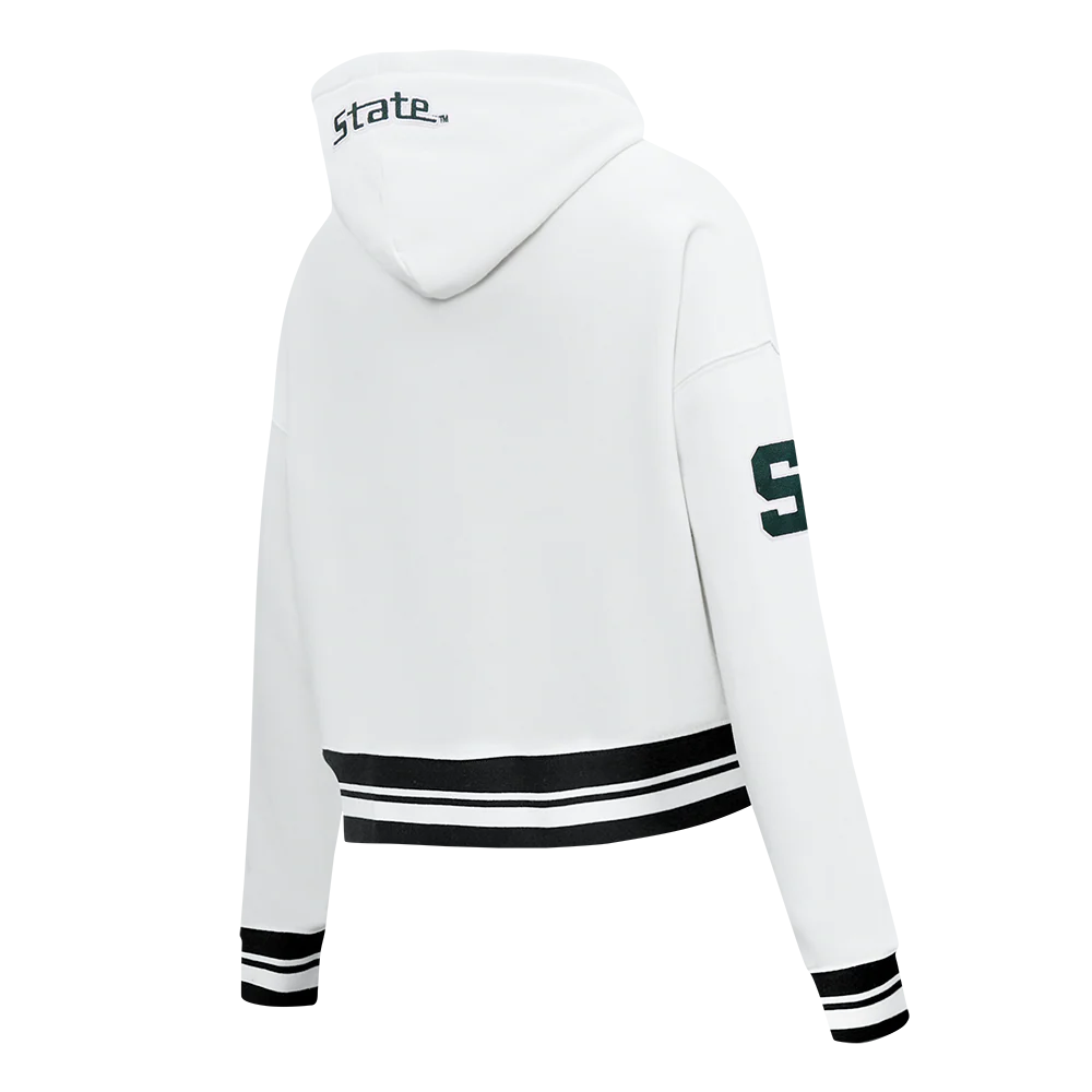 COLLEGE MICHIGAN STATE UNIVERSITY CLASSIC WOMEN'S FLC RIB CROPPED PO HOODIE