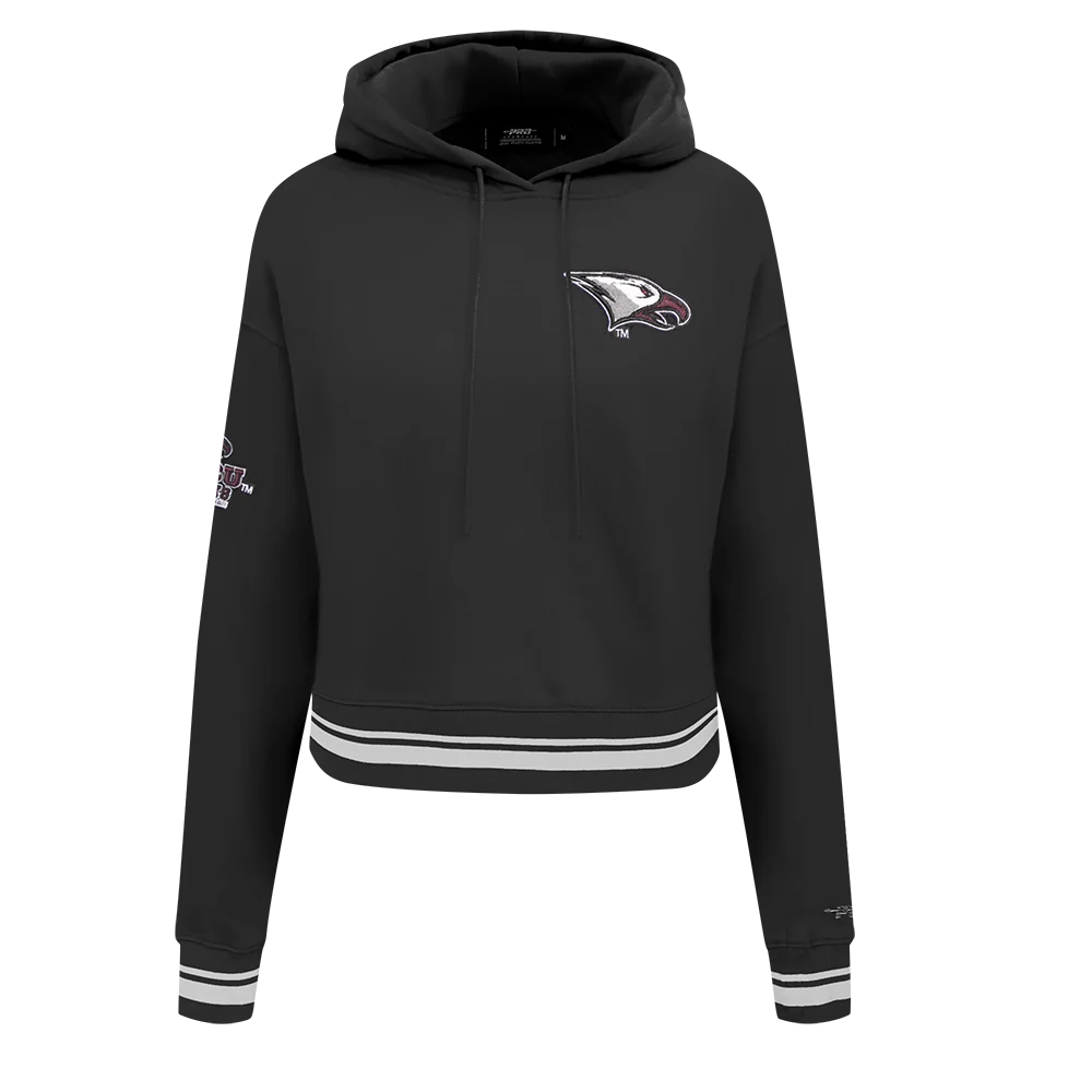 NORTH CAROLINA CENTRAL UNIVERSITY CLASSIC RIB FLEECE CROPPED PULLOVER HOODIE