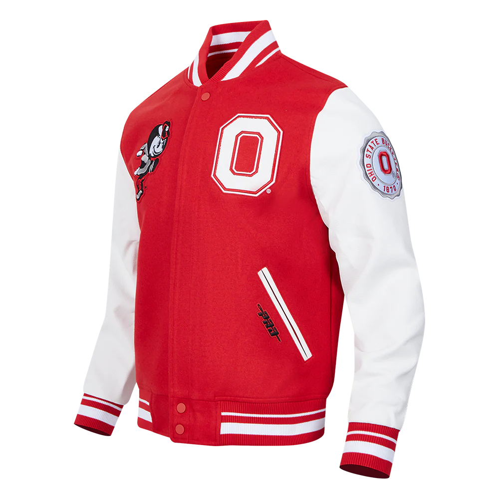 OHIO STATE UNIVERSITY CLASSIC MEN'S RIB WOOL VARSITY JACKET