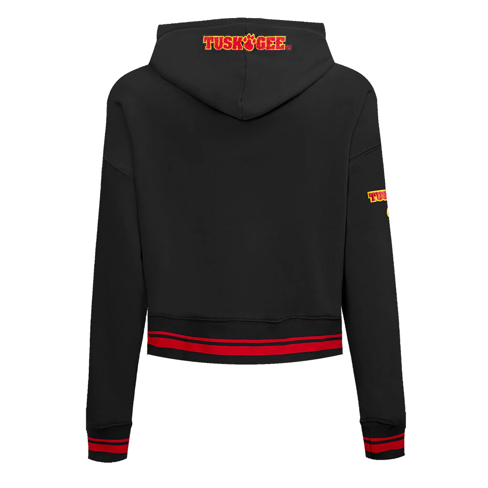 TUSKEGEE UNIVERSITY CLASSIC WOMEN'S RIB FLEECE CROPPED PULLOVER HOODIE