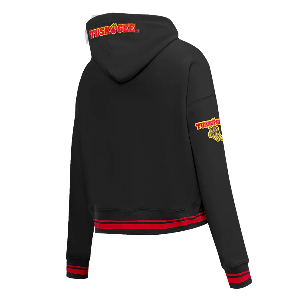 TUSKEGEE UNIVERSITY CLASSIC WOMEN'S RIB FLEECE CROPPED PULLOVER HOODIE