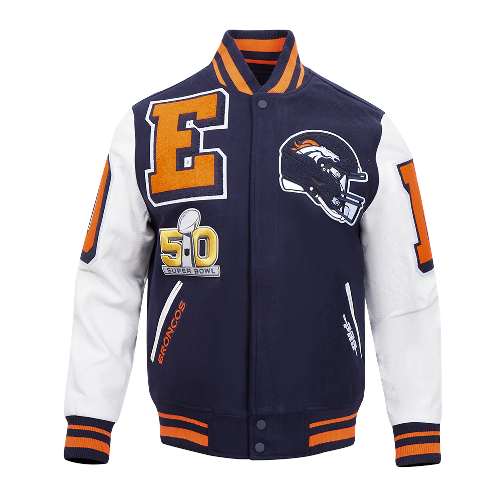 NFL DENVER BRONCOS MASHUP MEN'S RIB WOOL VARSITY JACKET