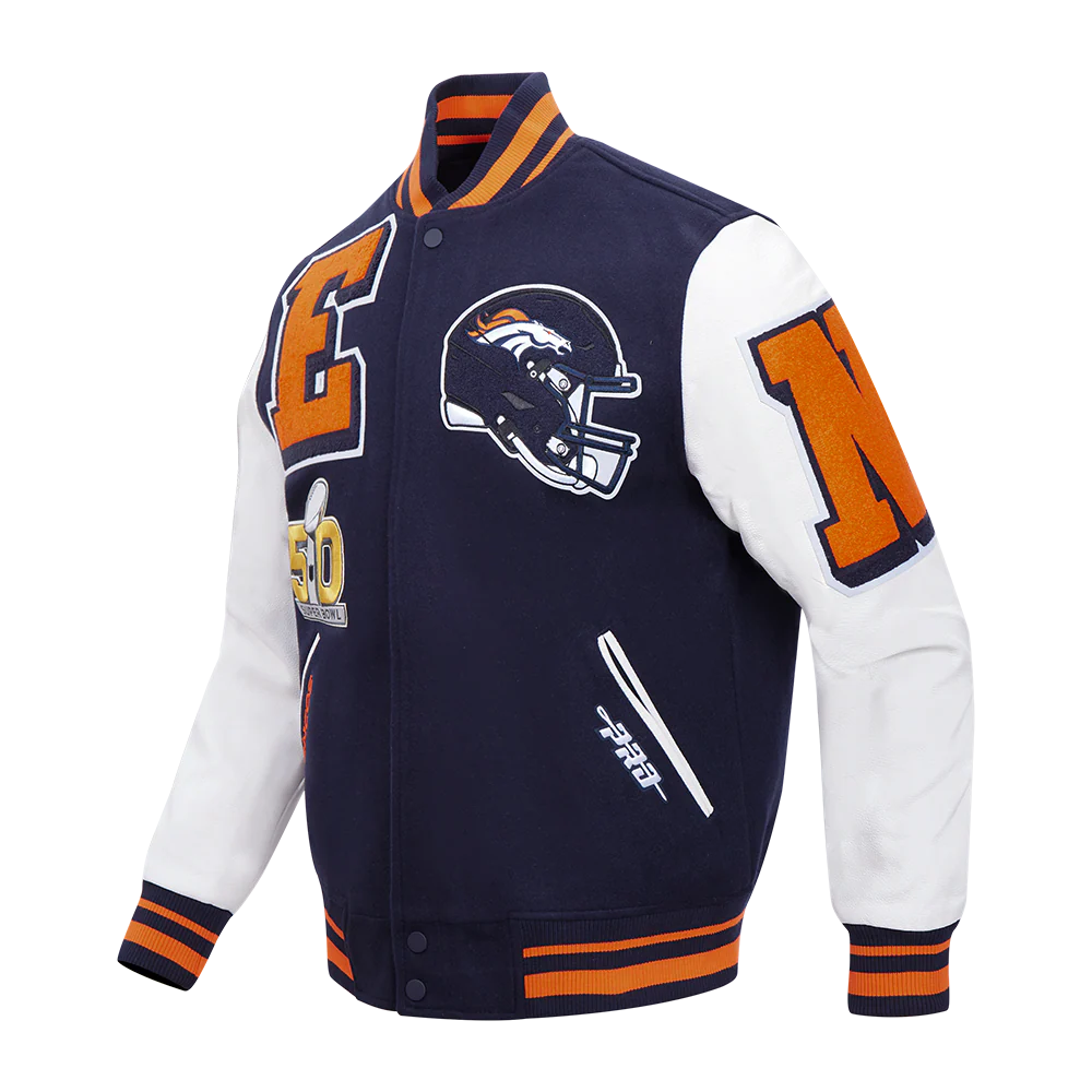 NFL DENVER BRONCOS MASHUP MEN'S RIB WOOL VARSITY JACKET