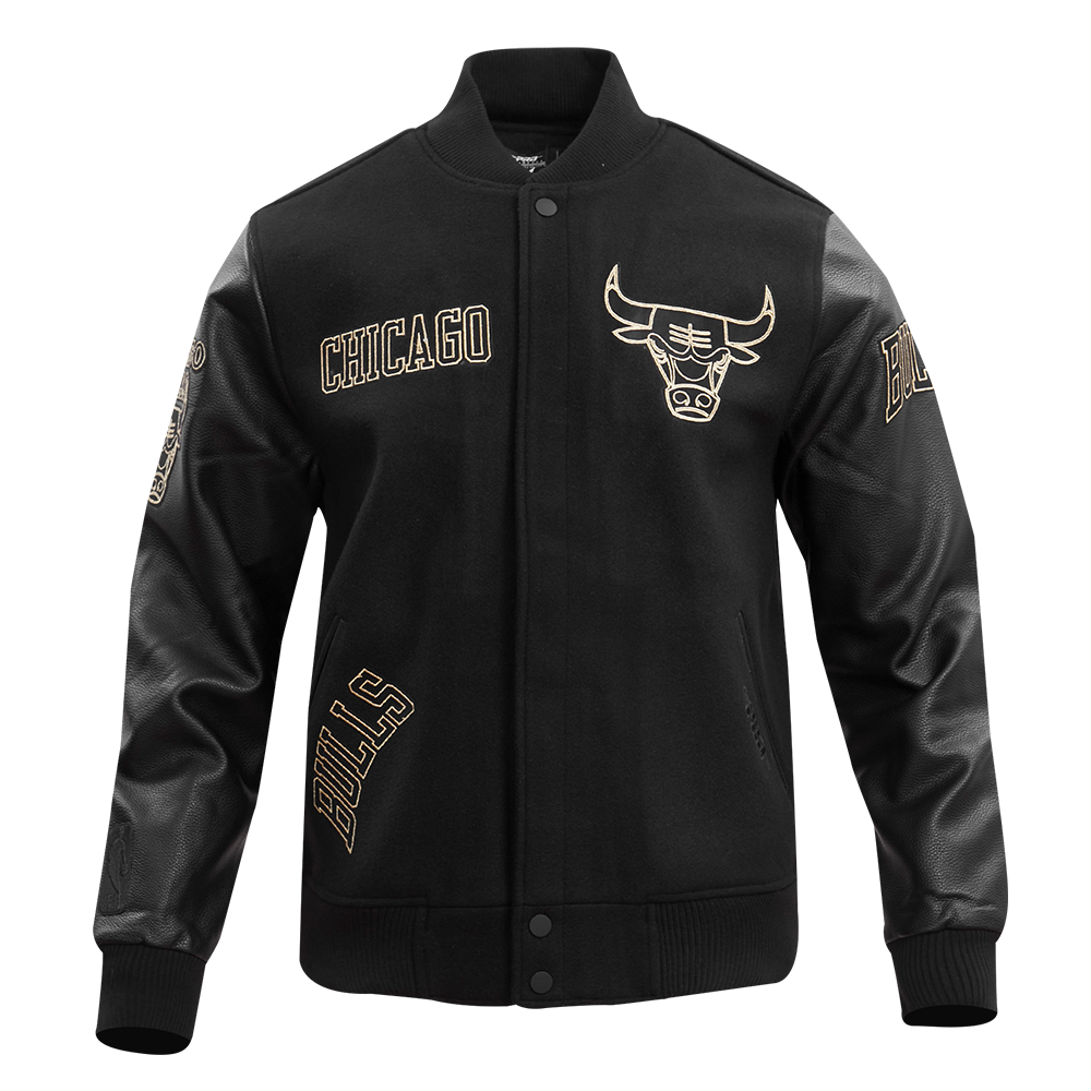 Chicago Bulls Black & Gold Wool Varsity Jacket