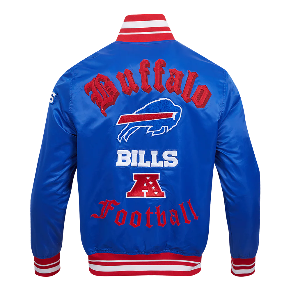 NFL BUFFALO BILLS OLD ENGLISH MEN'S RIB SATIN JACKET