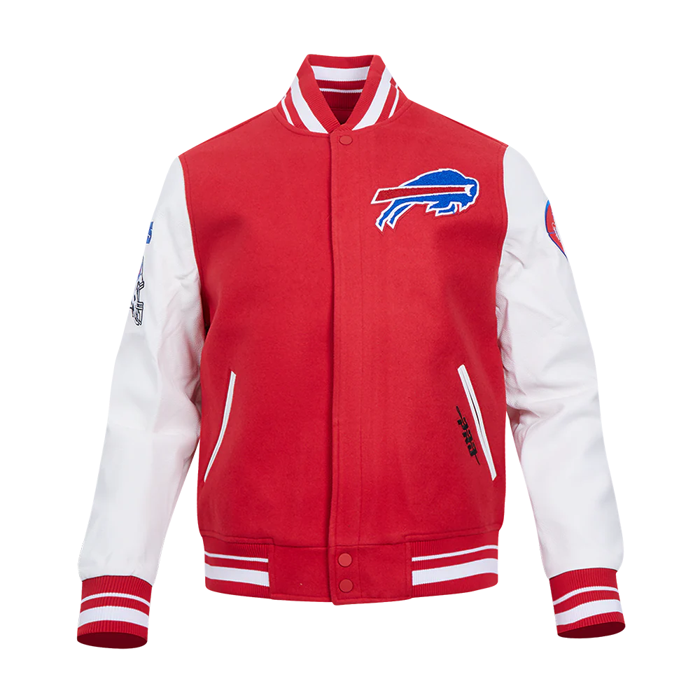 NFL BUFFALO BILLS OLD ENGLISH MEN'S RIB WOOL VARSITY JACKET