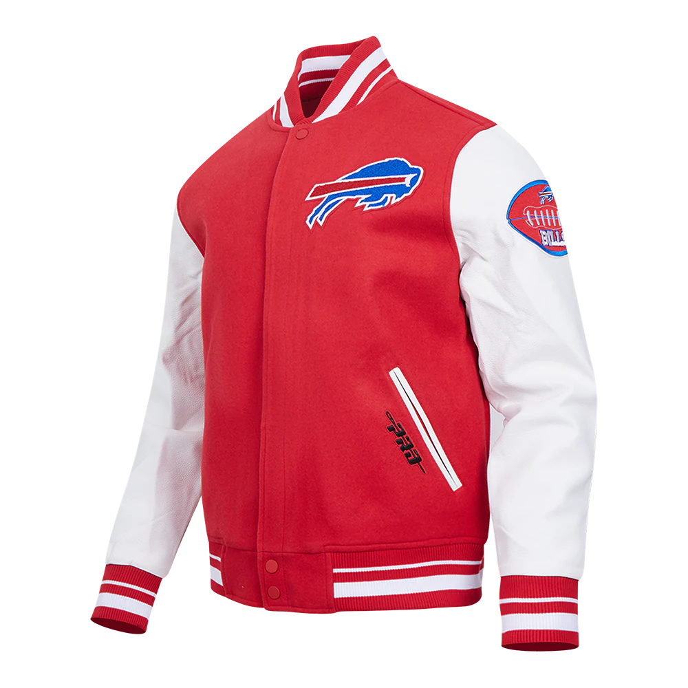 NFL BUFFALO BILLS OLD ENGLISH MEN'S RIB WOOL VARSITY JACKET