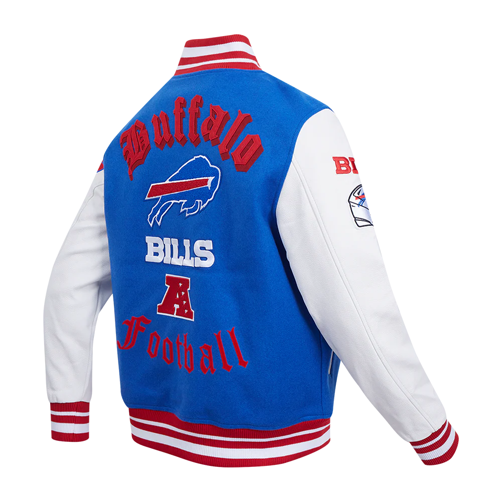 NFL BUFFALO BILLS OLD ENGLISH MEN'S RIB WOOL VARSITY JACKET