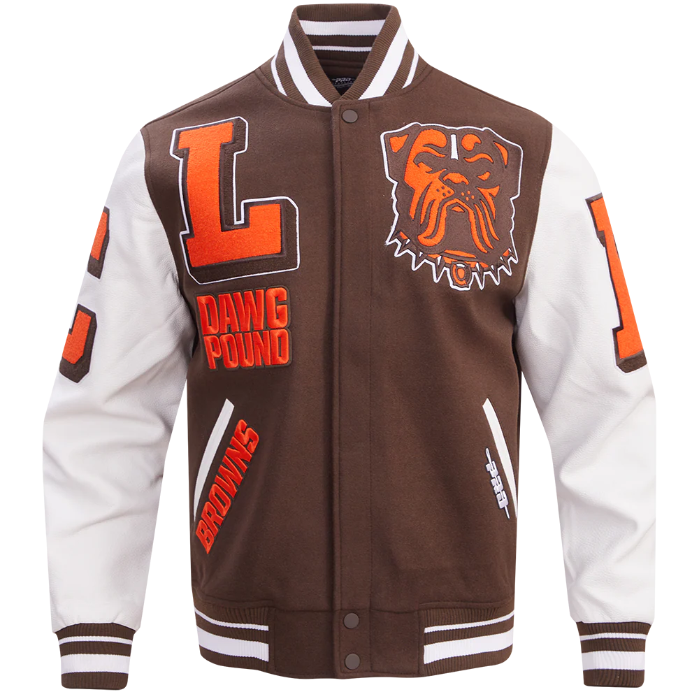 NFL CLEVELAND BROWNS MASHUP MEN'S RIB WOOL VARSITY JACKET