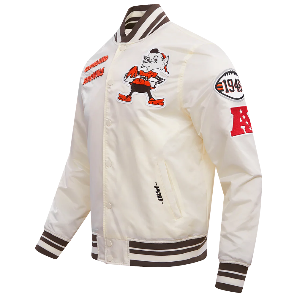 NFL CLEVELAND BROWNS RETRO CLASSIC MEN'S RIB SATIN JACKET