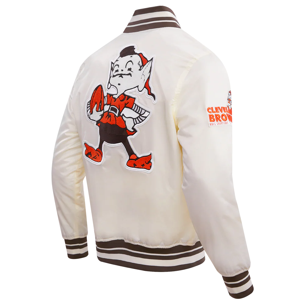 NFL CLEVELAND BROWNS RETRO CLASSIC MEN'S RIB SATIN JACKET
