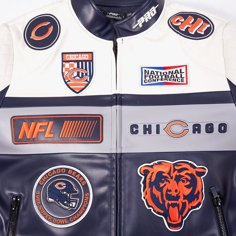 CHICAGO BEARS MEN'S LEATHER JACKET MOTO JACKET