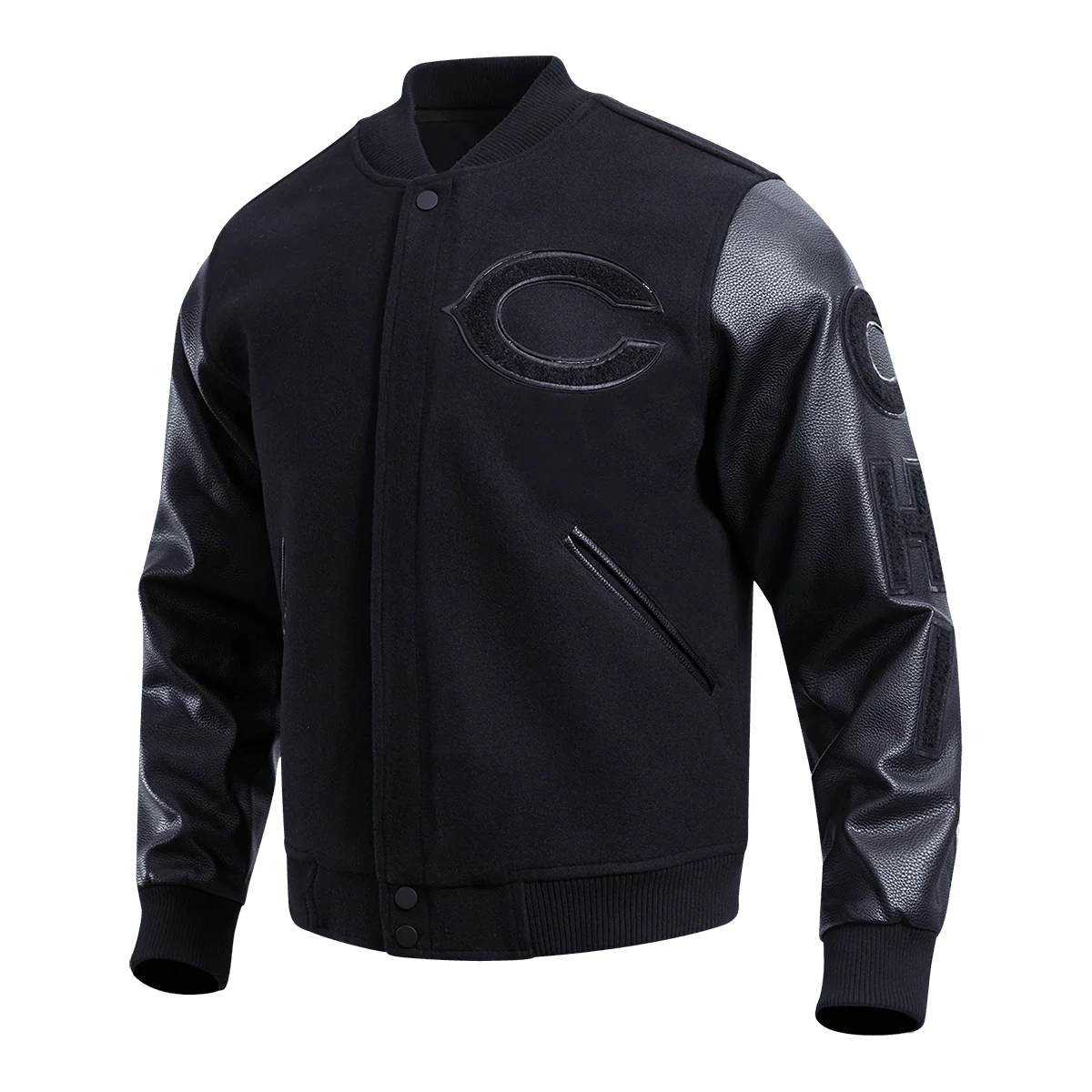 NFL CHICAGO BEARS TRIPLE BLACK LOGO MEN'S VARSITY JACKET