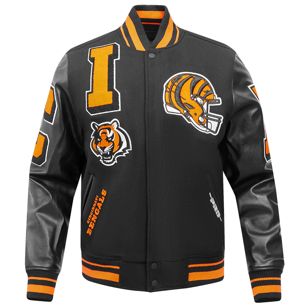NFL CINCINNATI BENGALS MASHUP MEN'S RIB WOOL VARSITY JACKET