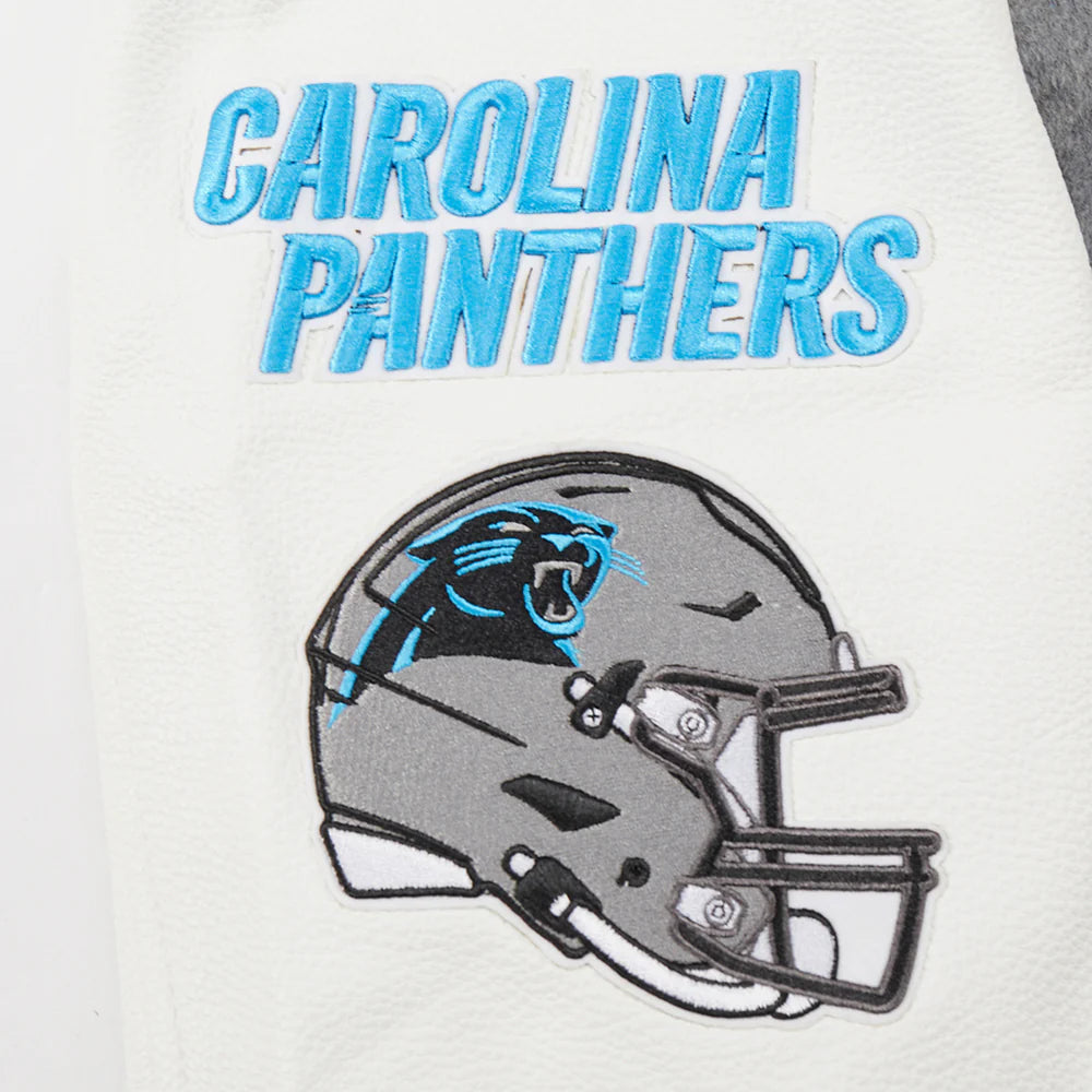 NFL CAROLINA PANTHERS OLD ENGLISH MEN'S RIB WOOL VARSITY JACKET