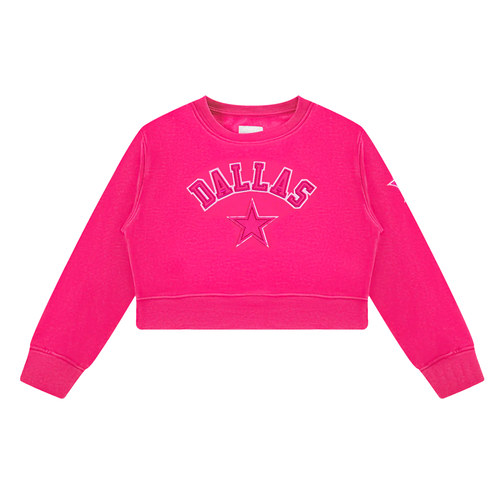 NFL DALLAS COWBOYS TRIPLE PINK BIG GIRLS FLEECE CREWNECK