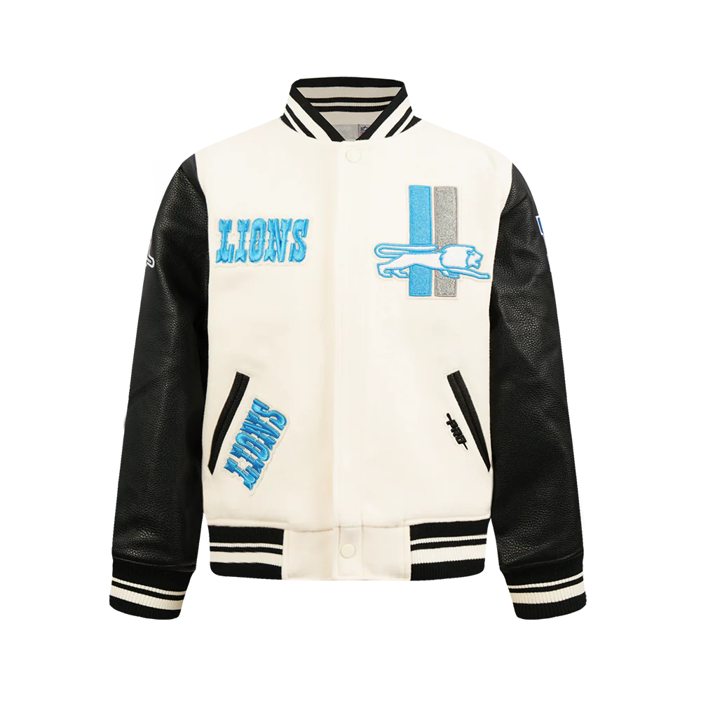 NFL DETROIT LIONS RETRO CLASSIC BIG BOYS RIB WOOL VARSITY JACKET