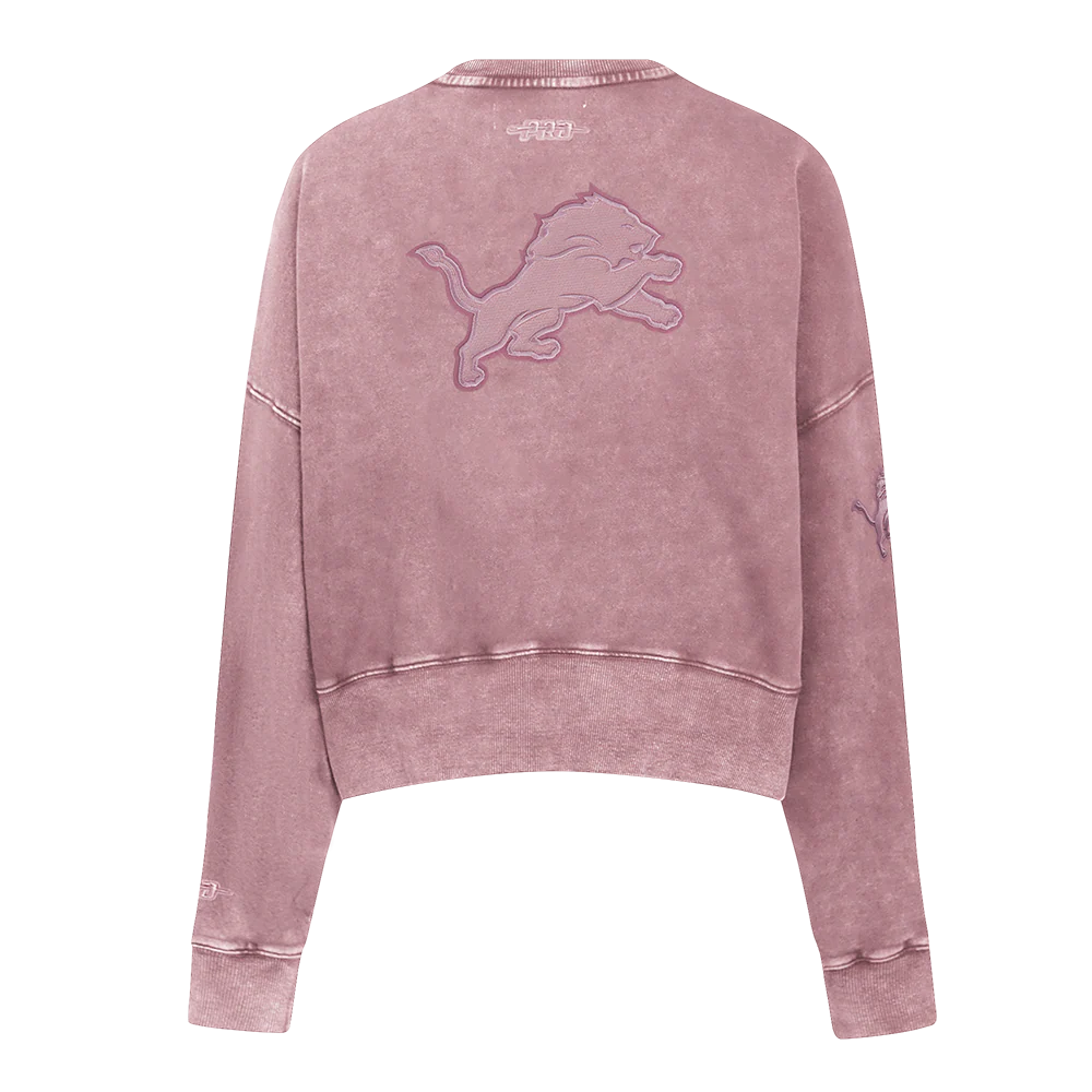 NFL DETROIT LIONS WASHED CLASSIC WOMEN'S ENZYME WASH FT CREWNECK