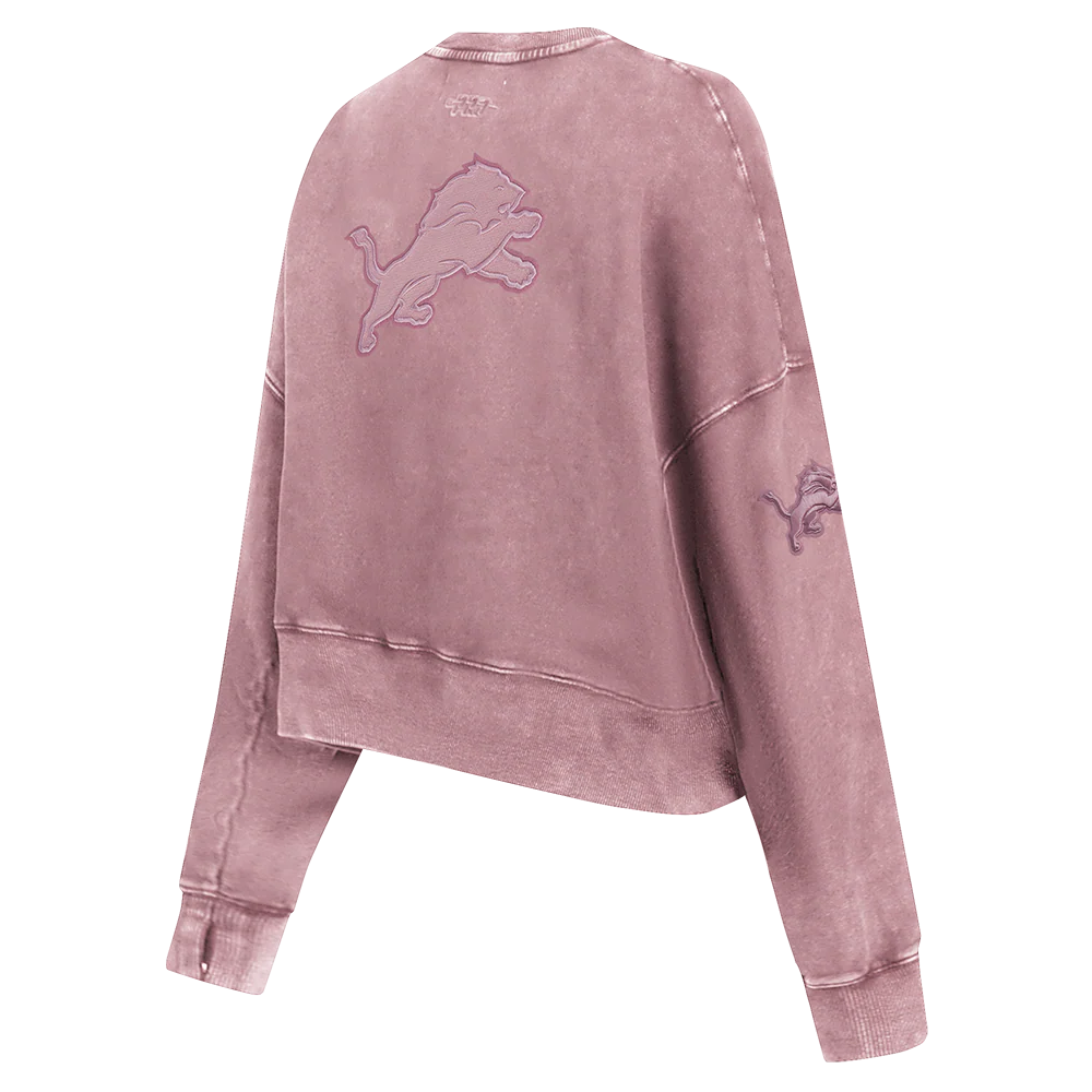 NFL DETROIT LIONS WASHED CLASSIC WOMEN'S ENZYME WASH FT CREWNECK