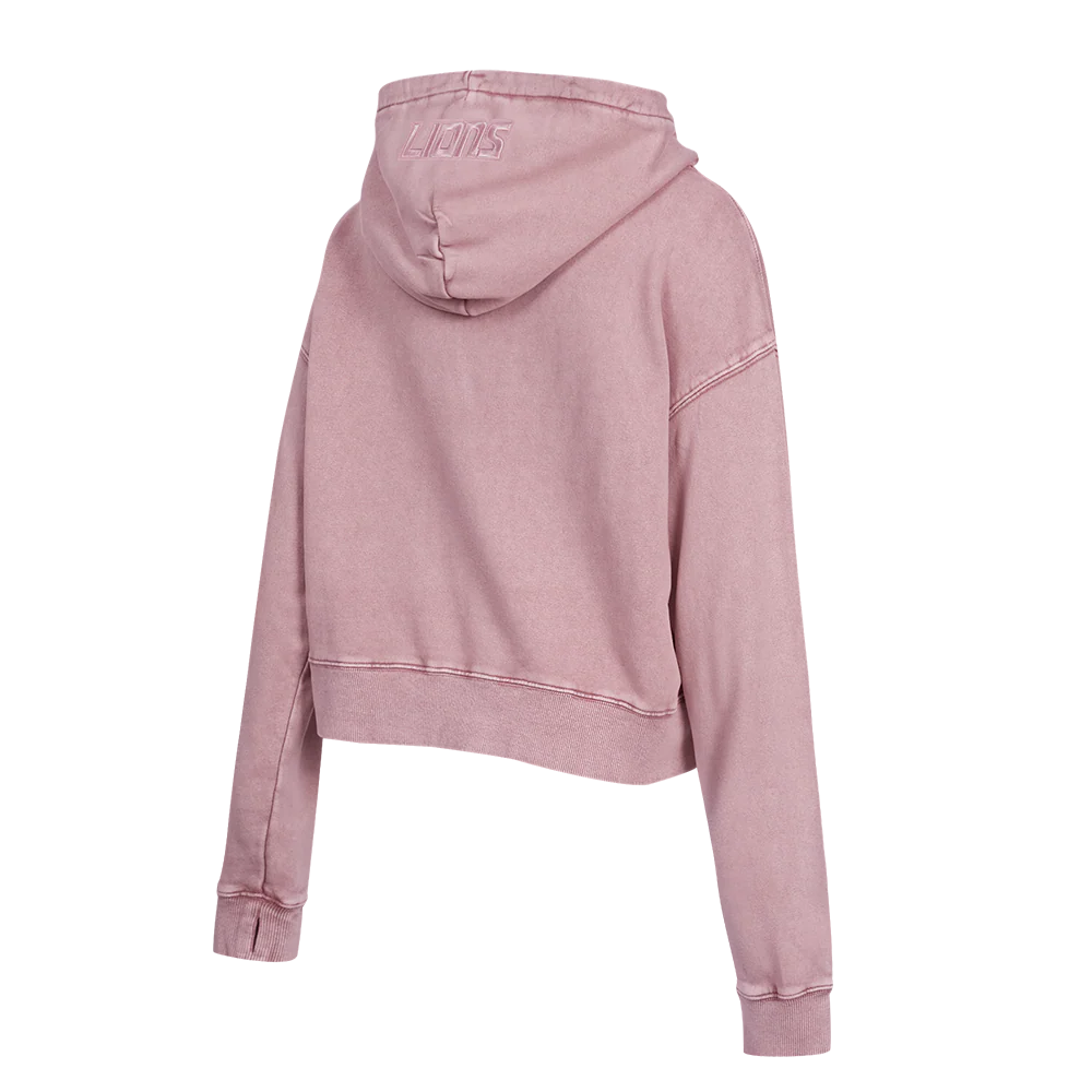 NFL DETROIT LIONS WASHED CLASSIC WOMEN'S ENZYME WASH FT CROPPED PO HOO