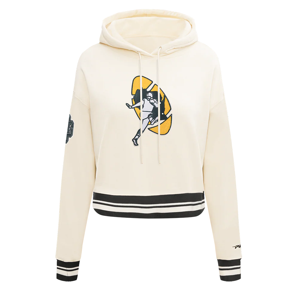 NFL GREEN BAY PACKERS RETRO CLASSIC WOMEN'S RIB CROPPED PO HOODIE