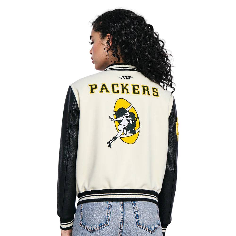 NFL GREEN BAY PACKERS RETRO CLASSIC WOMEN'S RIB WOOL VARSITY JACKET