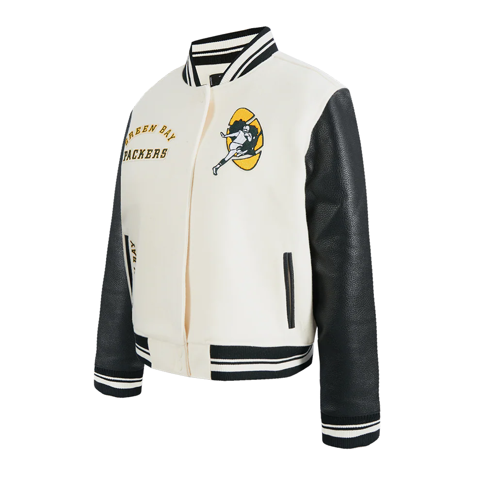 NFL GREEN BAY PACKERS RETRO CLASSIC WOMEN'S RIB WOOL VARSITY JACKET