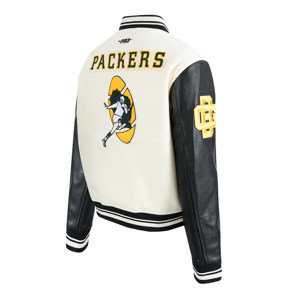 NFL GREEN BAY PACKERS RETRO CLASSIC WOMEN'S RIB WOOL VARSITY JACKET