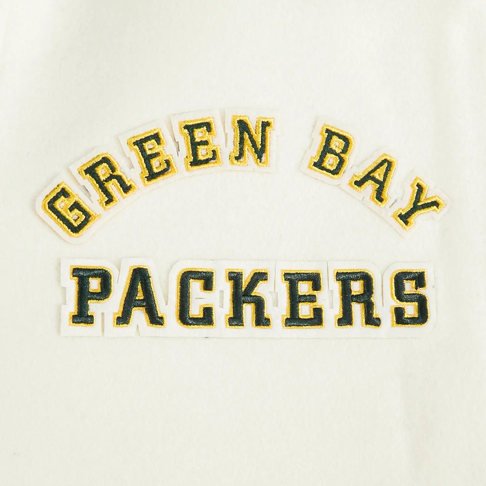 NFL GREEN BAY PACKERS RETRO CLASSIC WOMEN'S RIB WOOL VARSITY JACKET