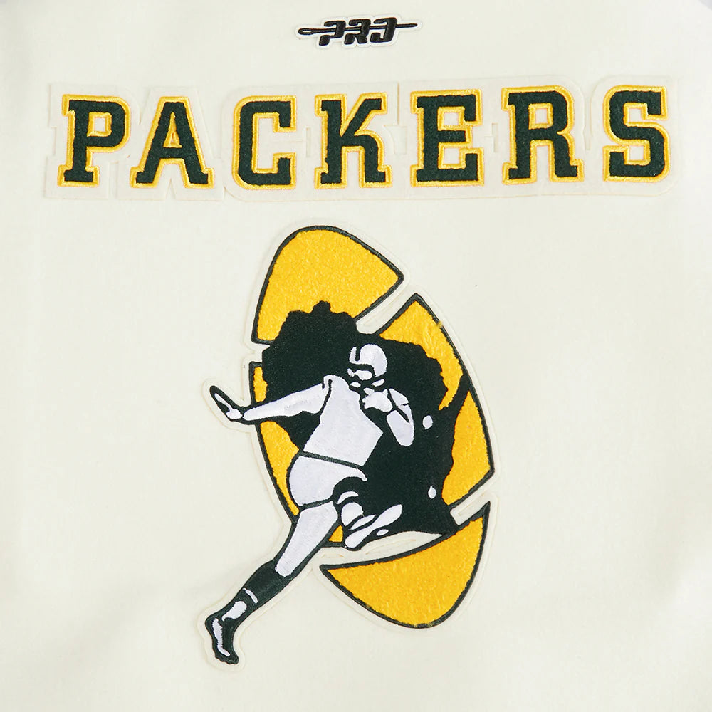 NFL GREEN BAY PACKERS RETRO CLASSIC WOMEN'S RIB WOOL VARSITY JACKET